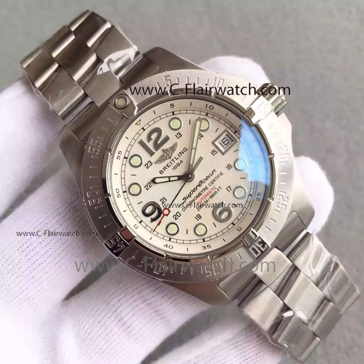 Fake Breitling Superocean Mens Watch Stainless Steel White Dial
